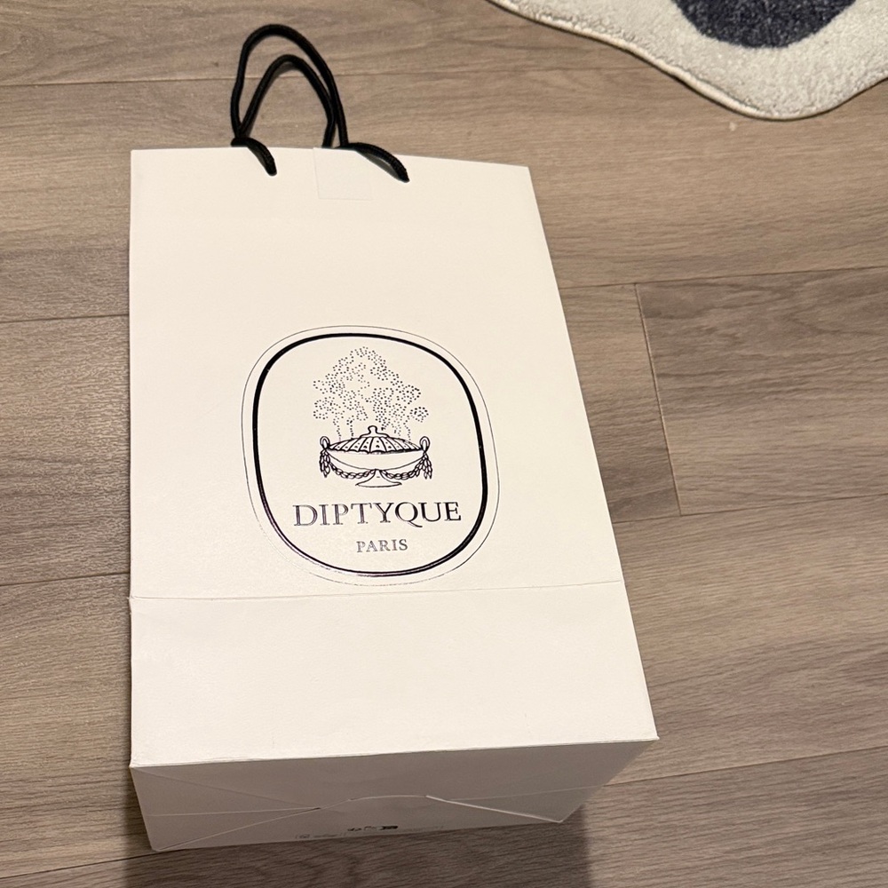 Diptyque White Bag with Black Handles Large shopping bag
